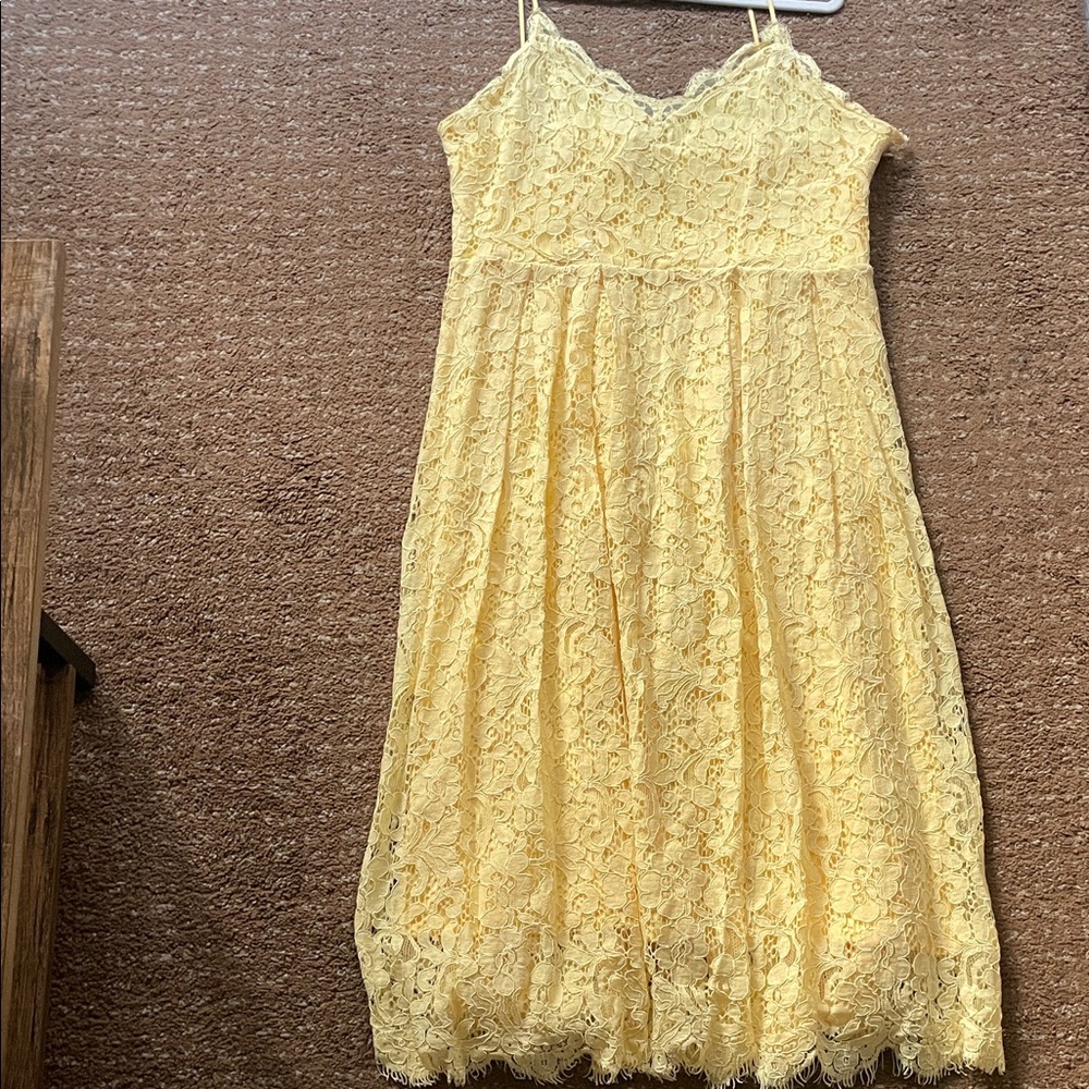 H&M Yellow Lace Midi Dress